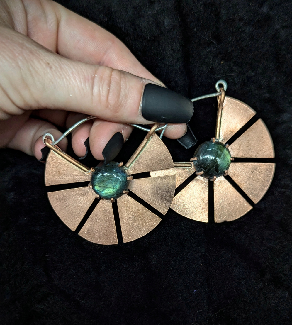 REY Labradorite Earrings / Copper