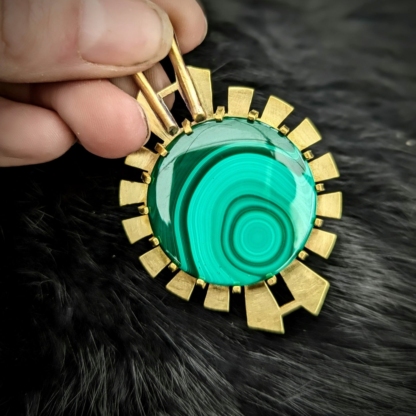 HYPERDRIVE Malachite Pendant / Brass