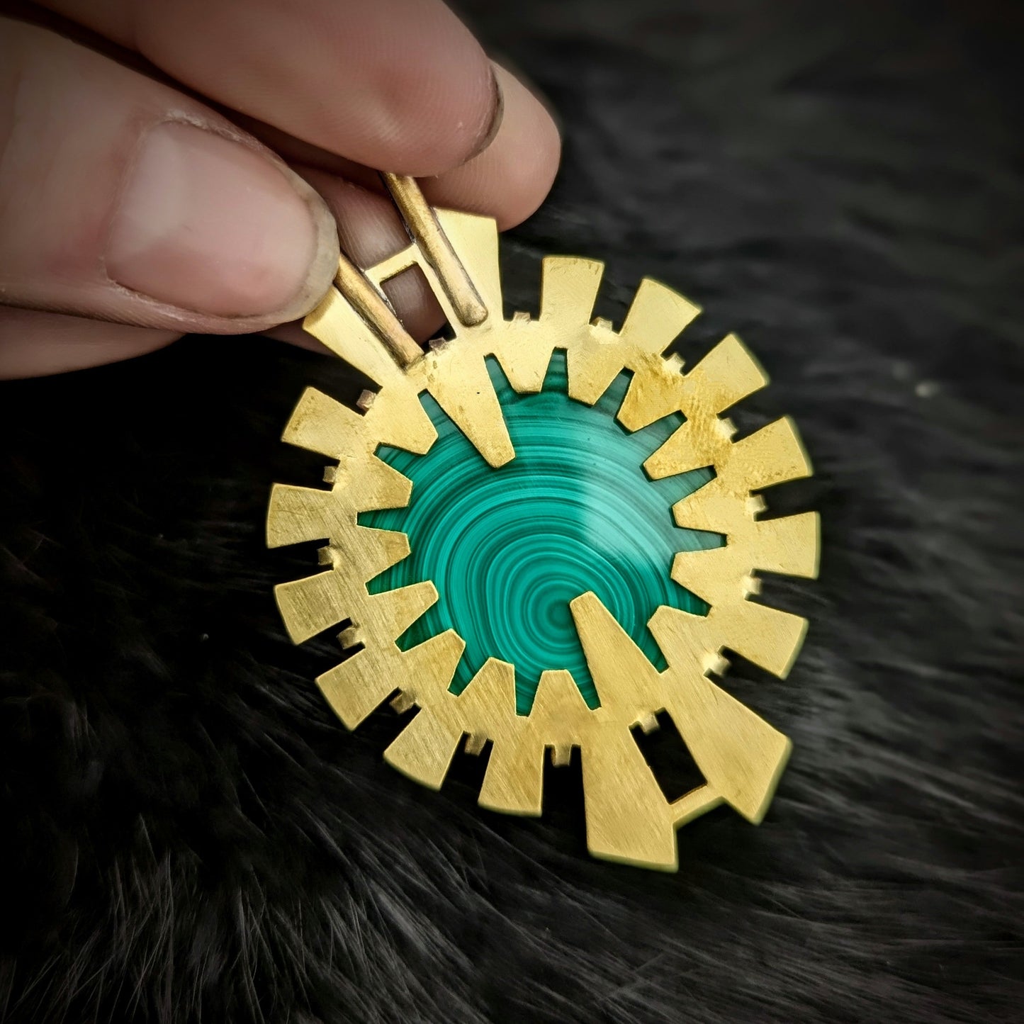 HYPERDRIVE Malachite Pendant / Brass