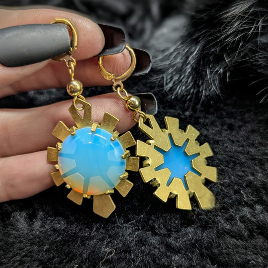 HYPERDRIVE Earrings / Brass / Opalite