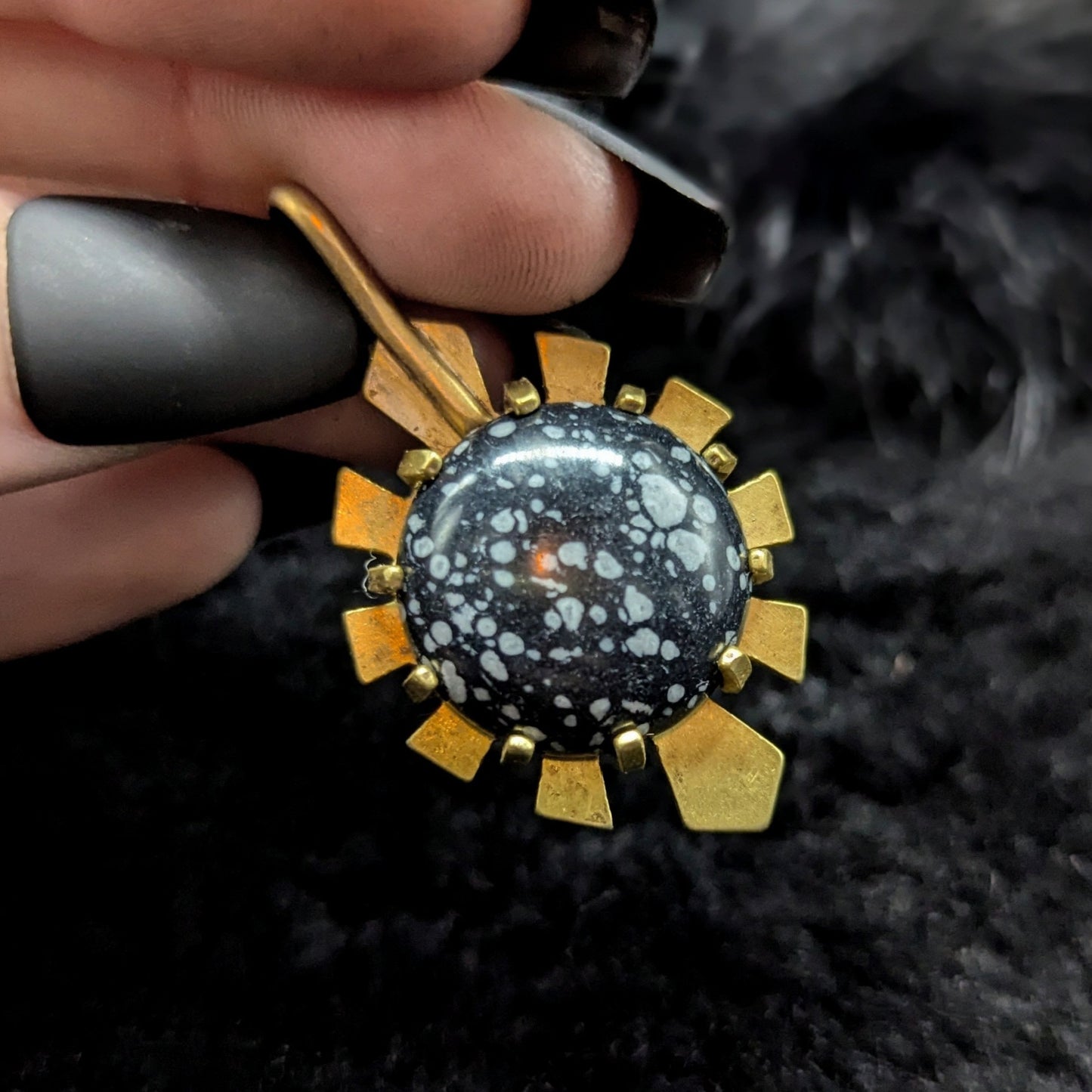 HYPERDRIVE Pendant / Snowflake Obsidian / Brass