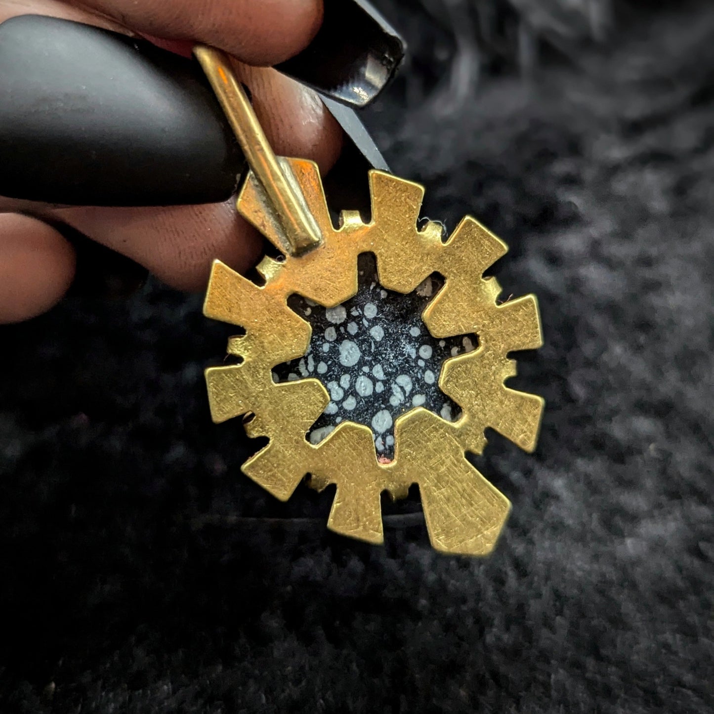 HYPERDRIVE Pendant / Snowflake Obsidian / Brass