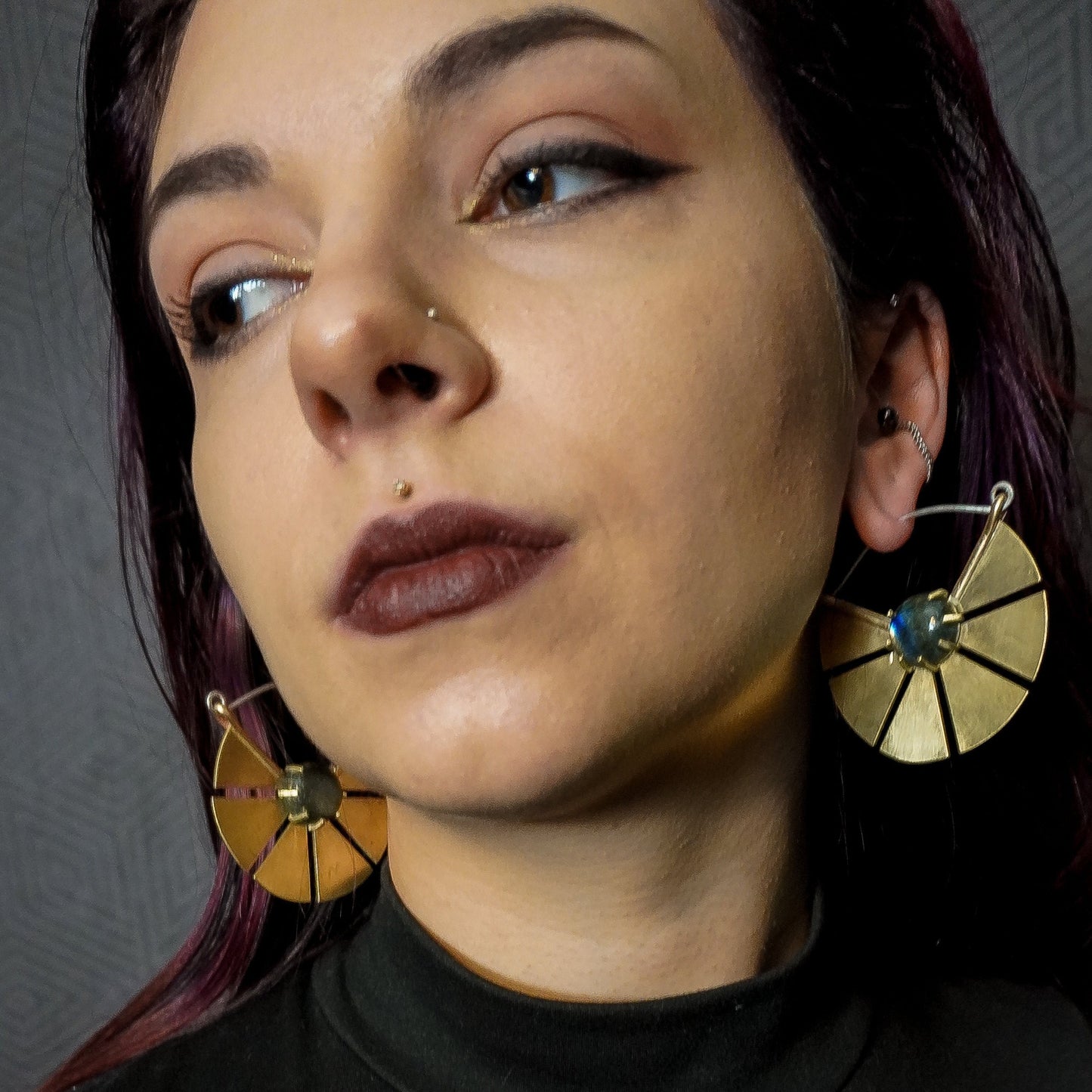 REY Labradorite Earrings / Brass