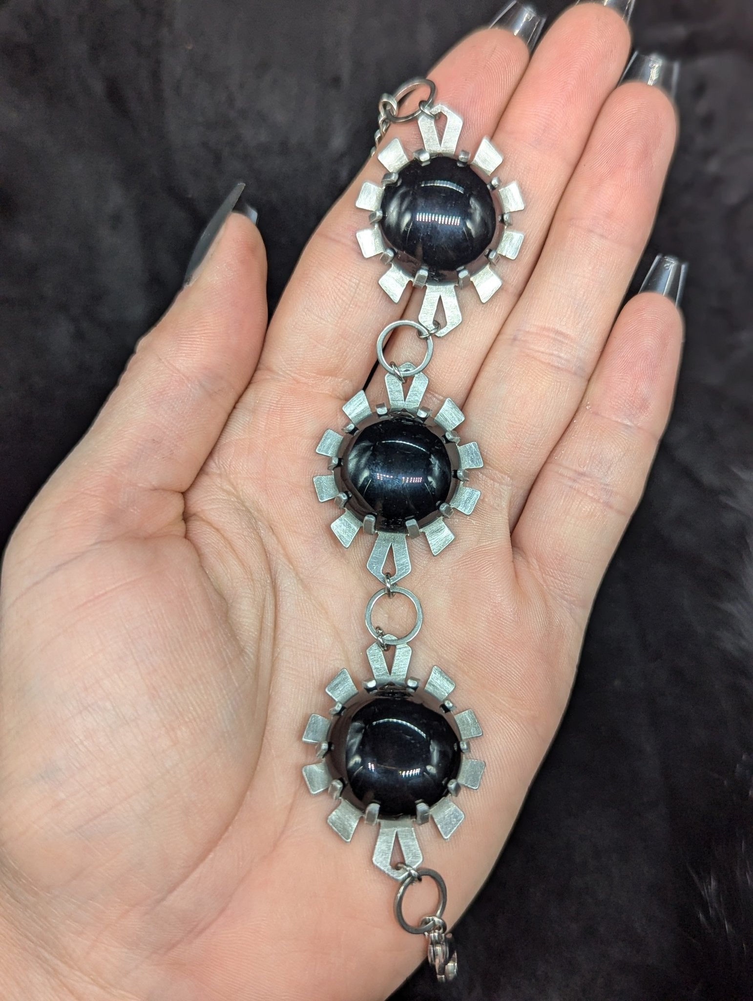 DARKSTAR MACHINATIONS - ELIZABETH Bracelet / Aluminum / Black Agate - bracelet