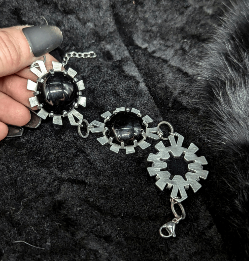 DARKSTAR MACHINATIONS - ELIZABETH Bracelet / Aluminum / Black Agate - bracelet