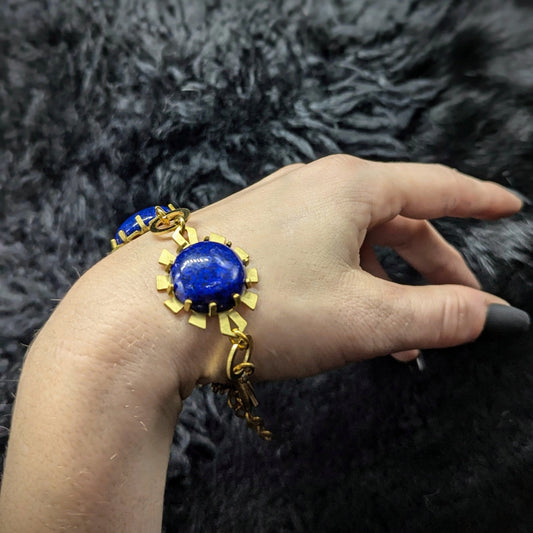 DARKSTAR MACHINATIONS - ELIZABETH Bracelet / Brass / Lapis Lazuli - bracelet