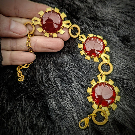 DARKSTAR MACHINATIONS - ELIZABETH Bracelet / Red - Agate / Brass - bracelet