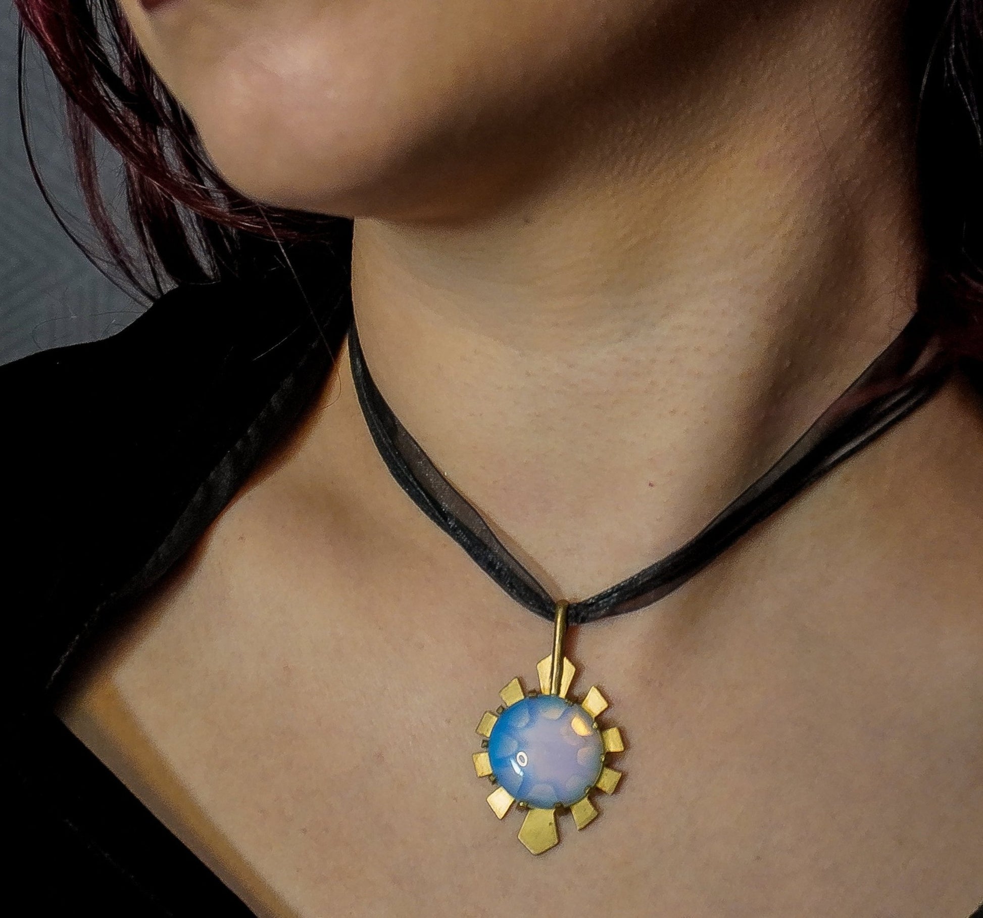 DARKSTAR MACHINATIONS - HYPERDRIVE Earrings and Pendant Set / Brass / Opalite - Bundle