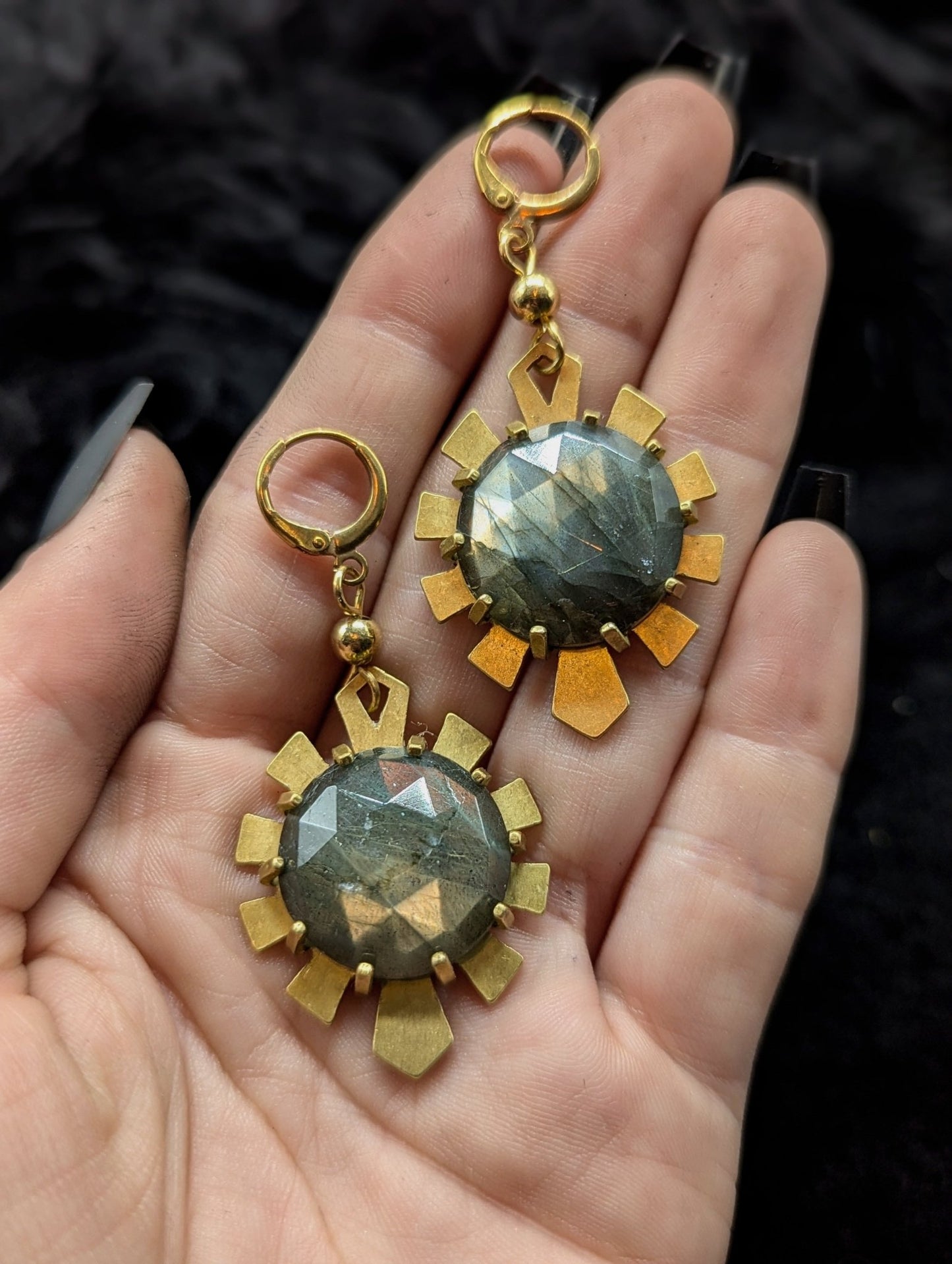 DARKSTAR MACHINATIONS - HYPERDRIVE Earrings / Brass / Labradorite - earrings