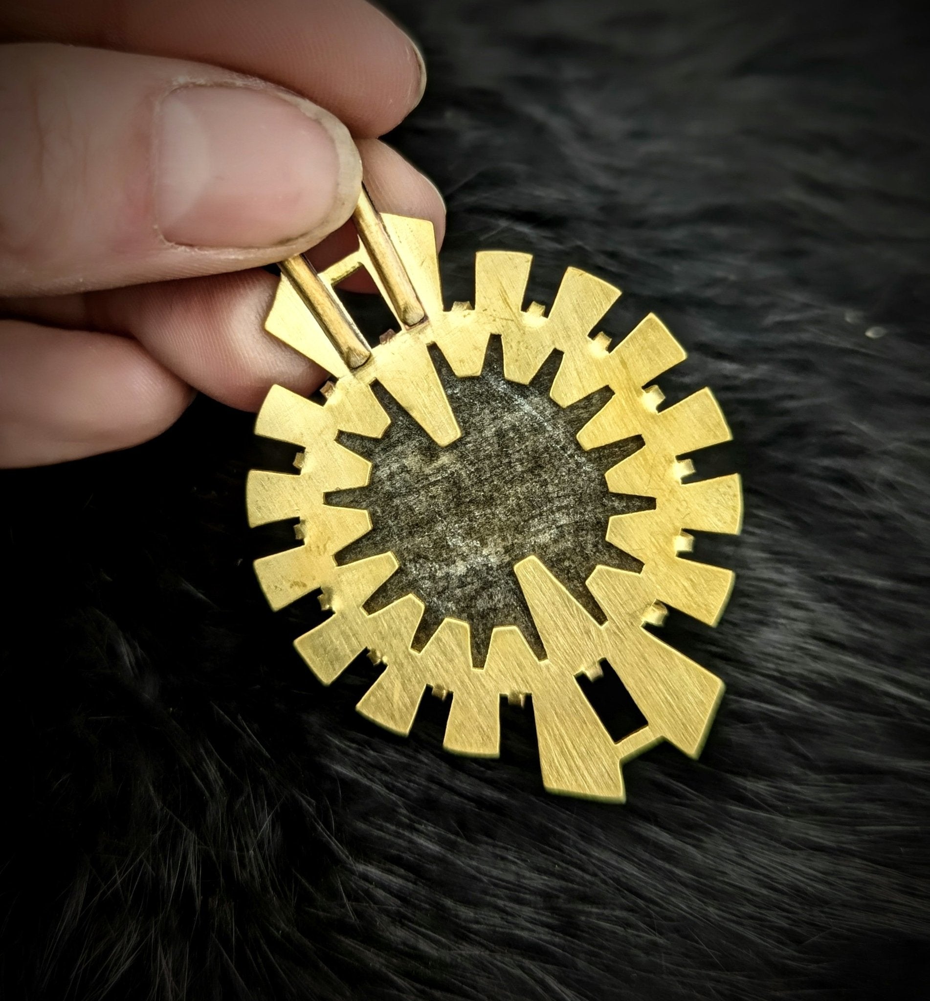 DARKSTAR MACHINATIONS - HYPERDRIVE / Gold Obsidian Pendant / Brass - pendant