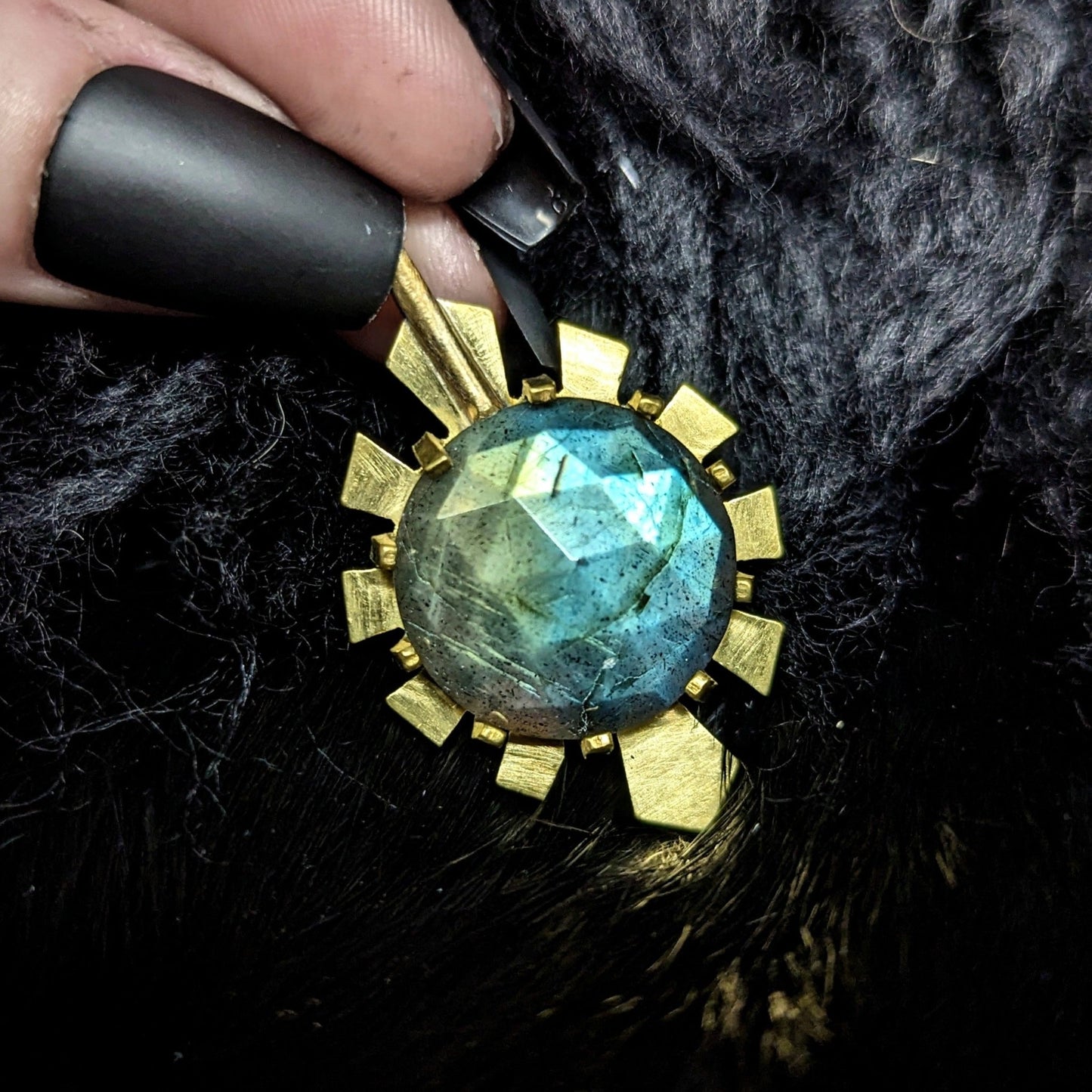 DARKSTAR MACHINATIONS - HYPERDRIVE Labradorite Pendant / Brass - pendant