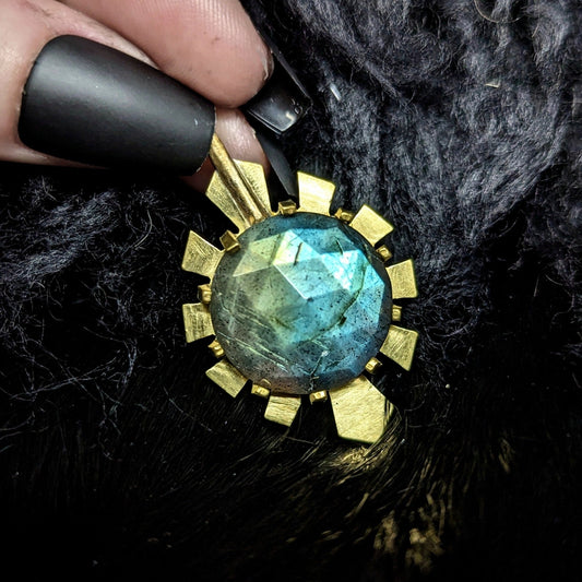 DARKSTAR MACHINATIONS - HYPERDRIVE Labradorite Pendant / Brass - pendant