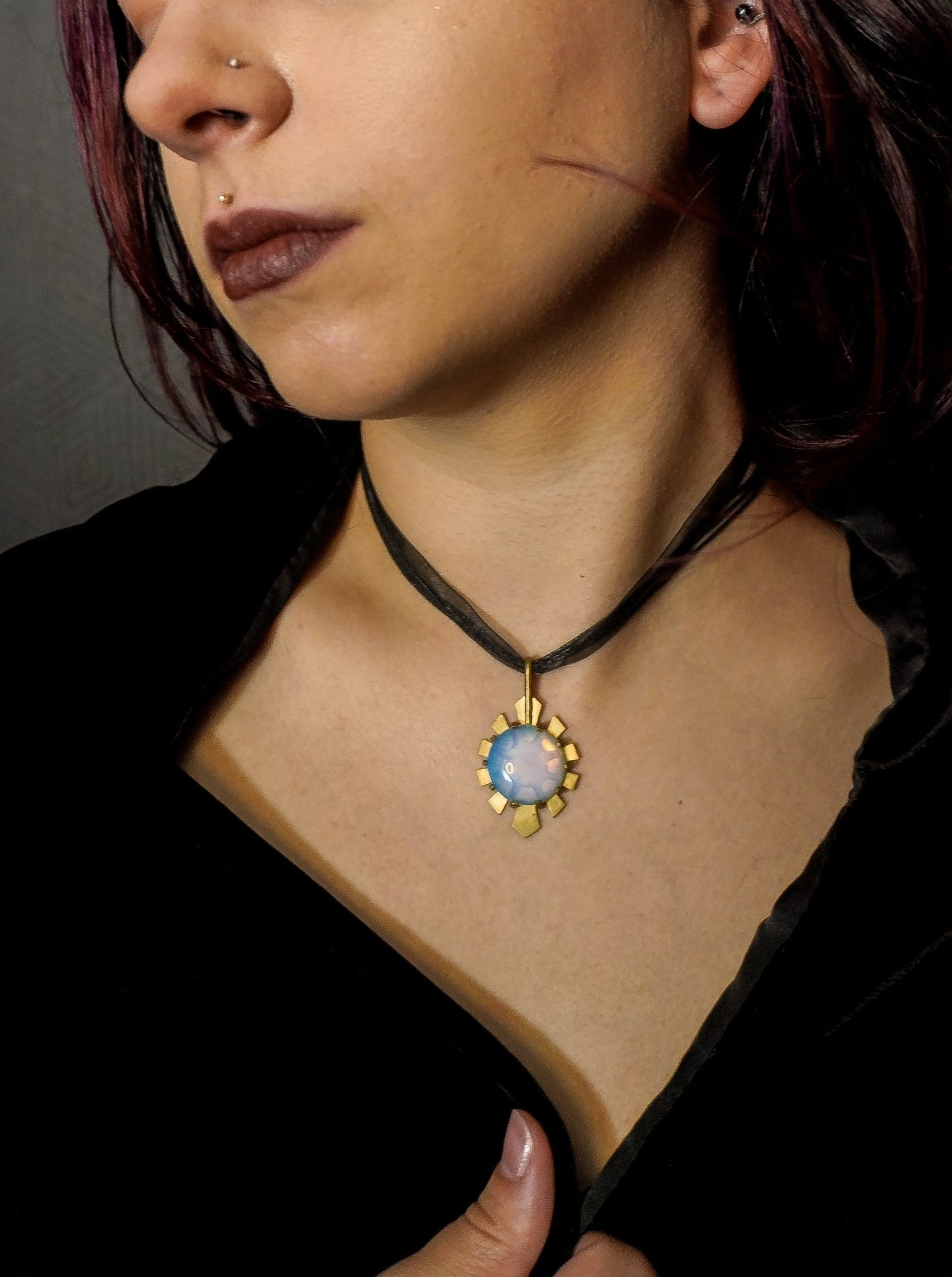 DARKSTAR MACHINATIONS - HYPERDRIVE Opalite Pendant / Brass - pendant