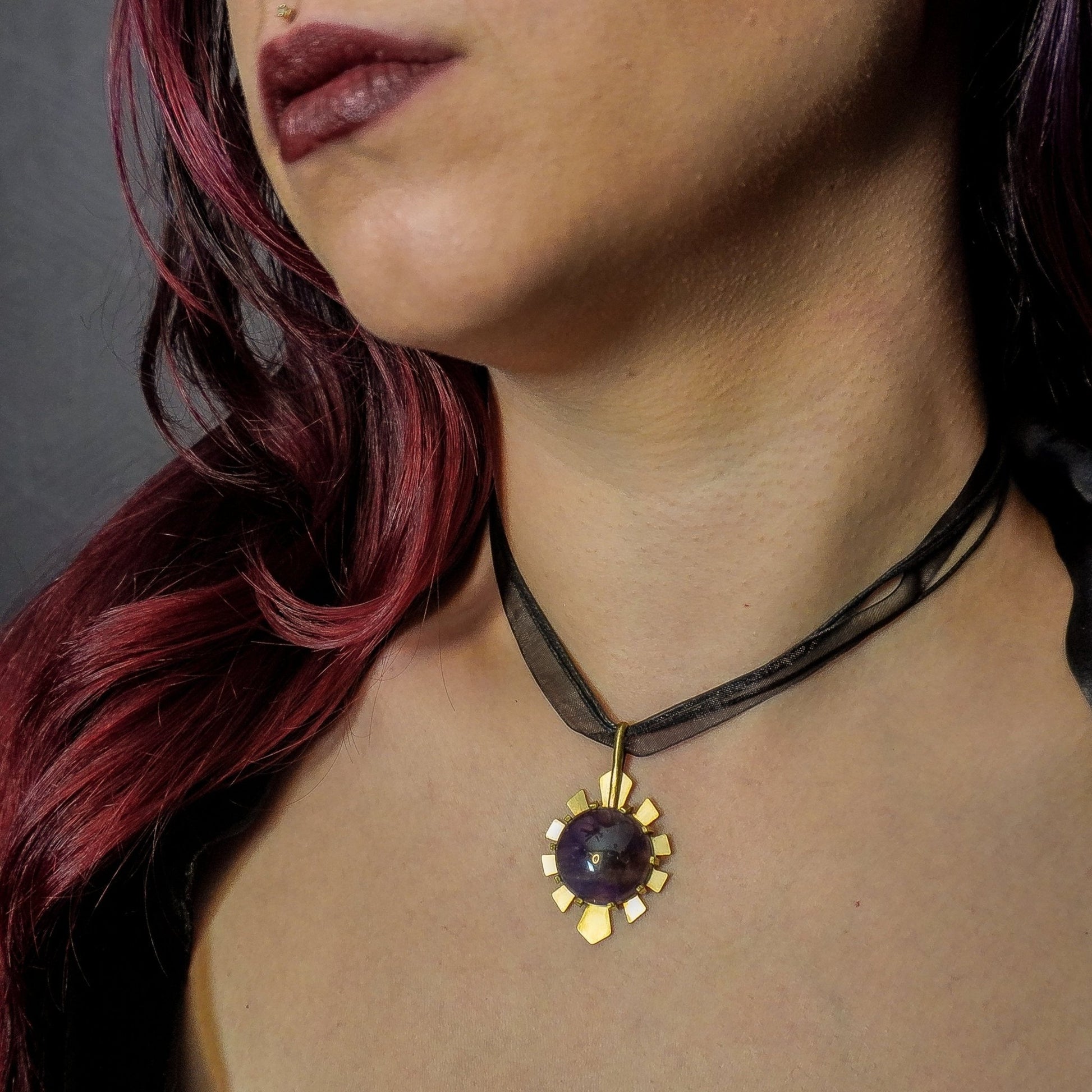 DARKSTAR MACHINATIONS - HYPERDRIVE Pendant / Amethyst / Brass - pendant