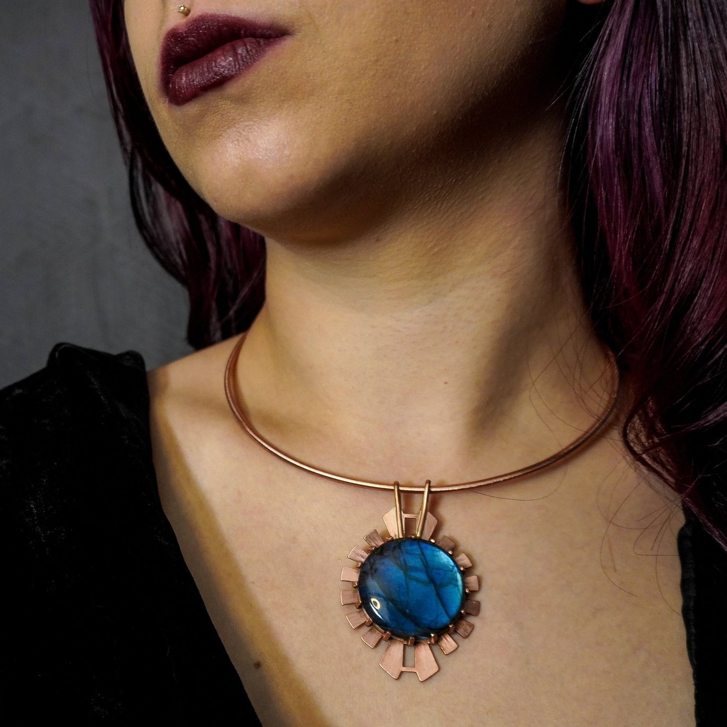 DARKSTAR MACHINATIONS - HYPERDRIVE Pendant / Labradorite / Copper - pendant