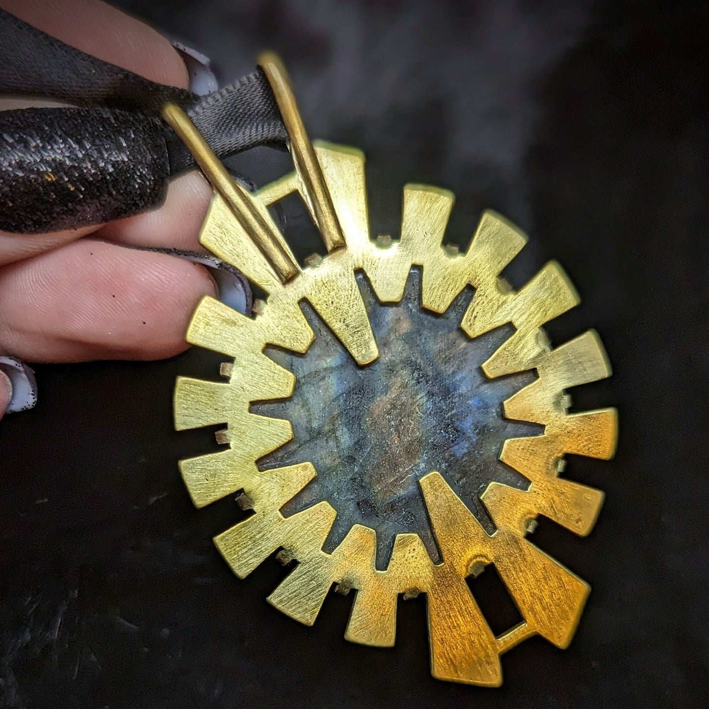 DARKSTAR MACHINATIONS - HYPERDRIVE Pendant / Yellow Labradorite / Brass - pendant