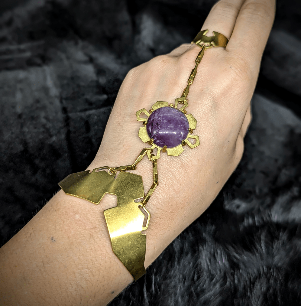 DARKSTAR MACHINATIONS - Single GEM Hand Piece / Brass / Amethyst - Hand Pieces