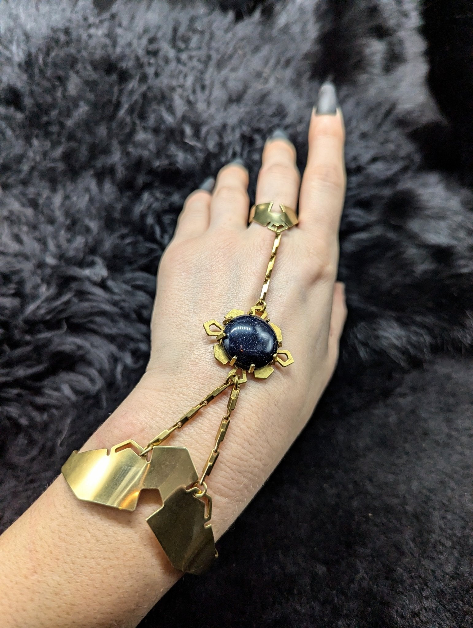 DARKSTAR MACHINATIONS - Single GEM Hand Piece / Brass / Blue Goldstone - Hand Pieces