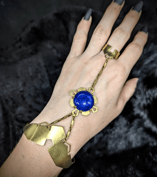 DARKSTAR MACHINATIONS - Single GEM Hand Piece / Brass / Lapis Lazuli - Hand Pieces