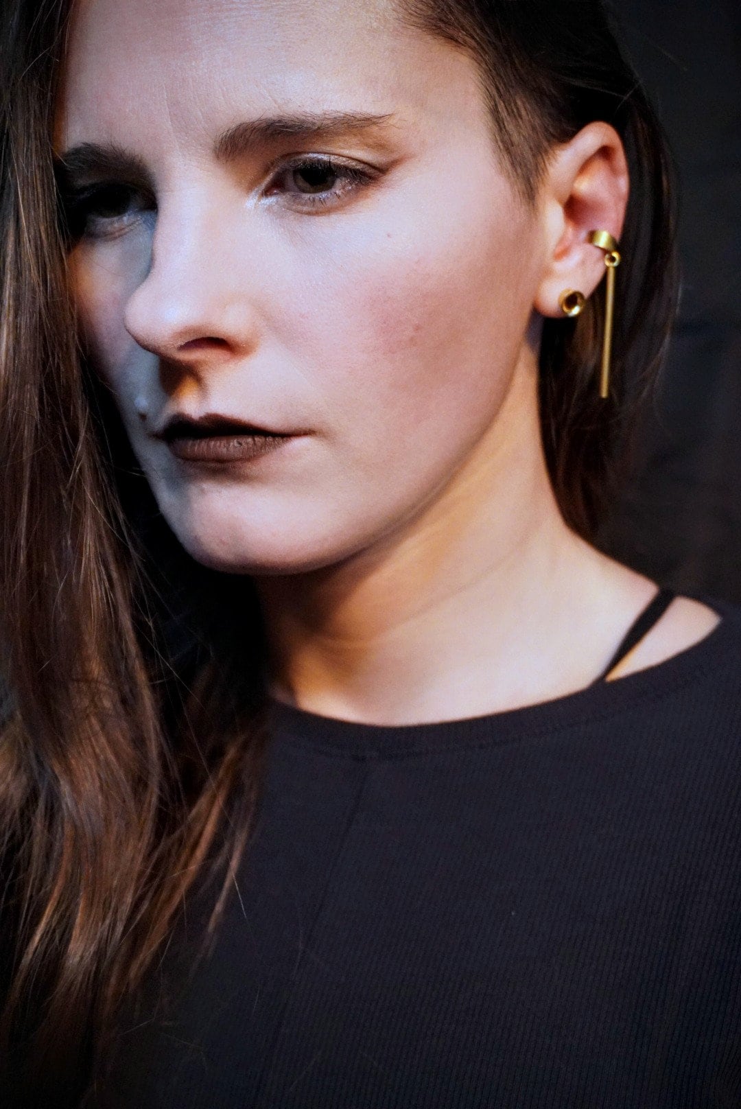 DARKSTAR MACHINATIONS - Long Bar Brass Earcuff / Brass - earcuff