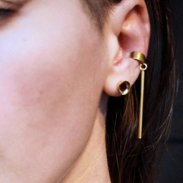 DARKSTAR MACHINATIONS - Long Bar Brass Earcuff / Brass - earcuff