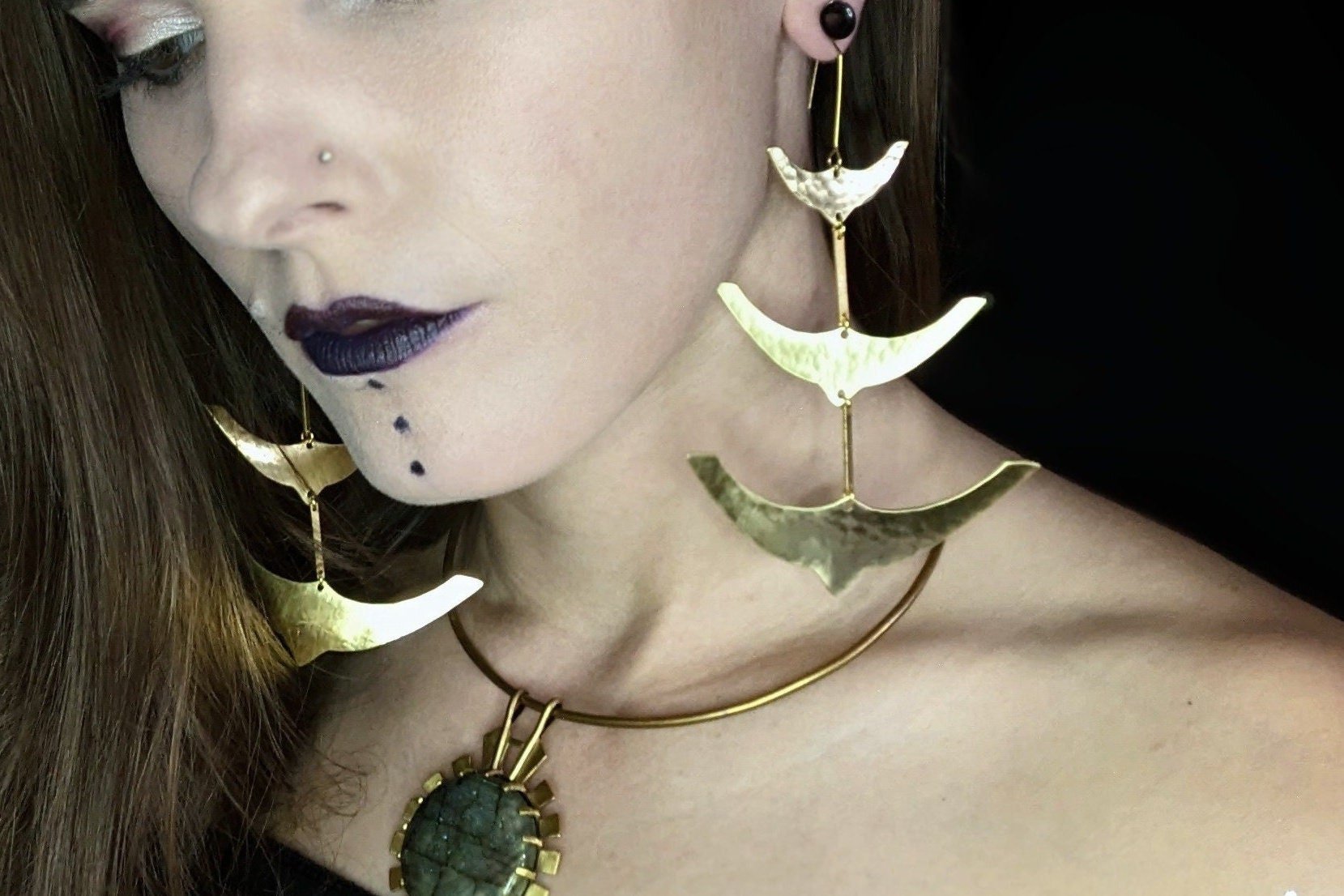 DARKSTAR MACHINATIONS - SPINE Earrings / Brass - earrings