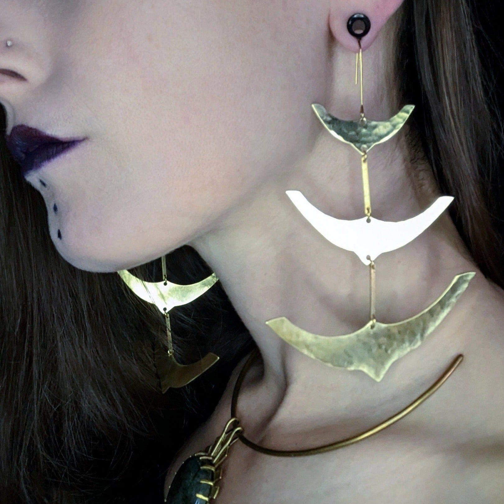 DARKSTAR MACHINATIONS - SPINE Earrings / Brass - earrings